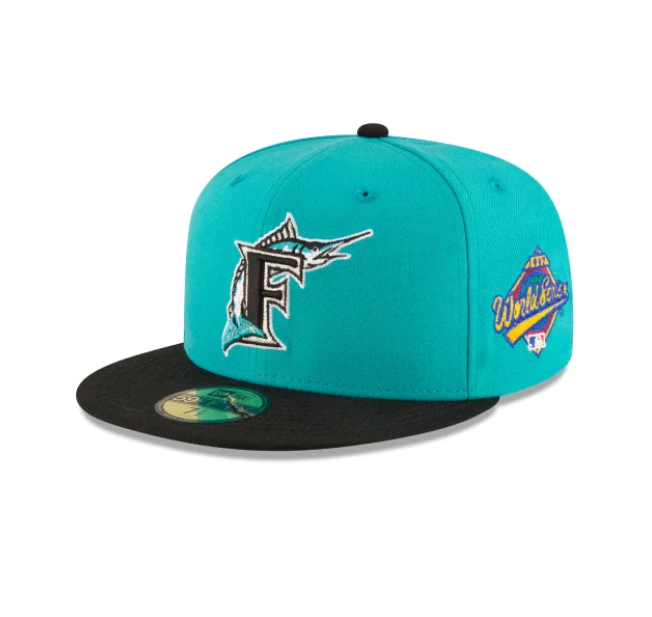 FLORIDA MARLINS 1997 WORLD SERIES ALTERNATE ON-FIELD SPEC NEW ERA FITTED CAP
