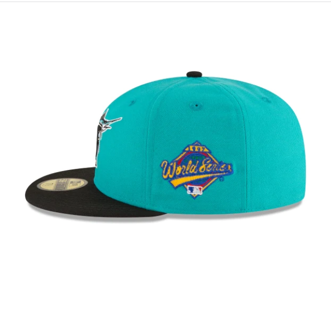 FLORIDA MARLINS 1997 WORLD SERIES ALTERNATE ON-FIELD SPEC NEW ERA FITTED CAP