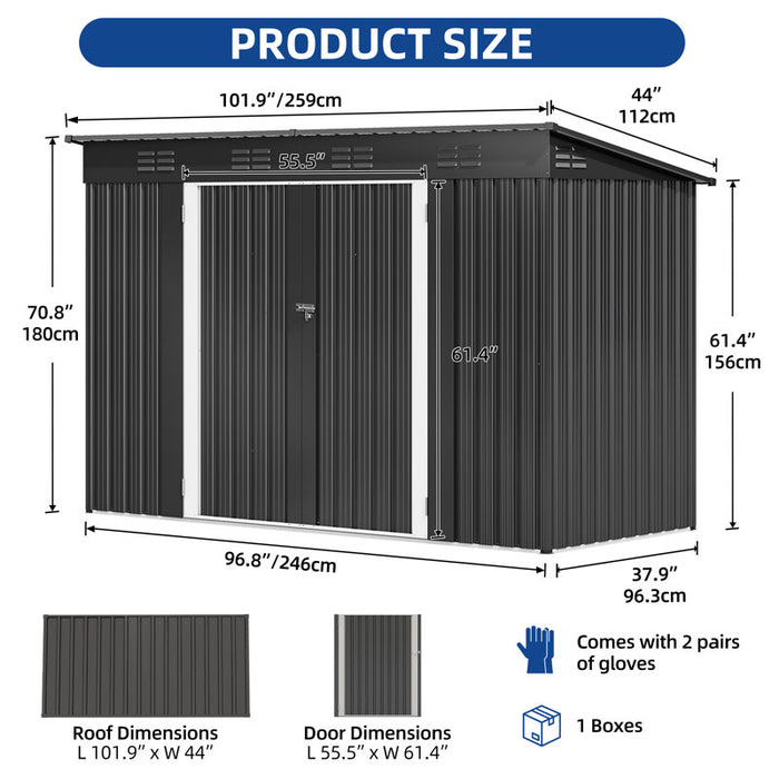 Galvanized Steel Storage Shed