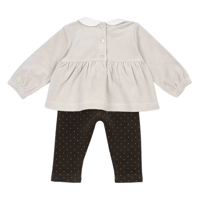 Girls Beige & Brown Embellished Sweatshirt with Leggings