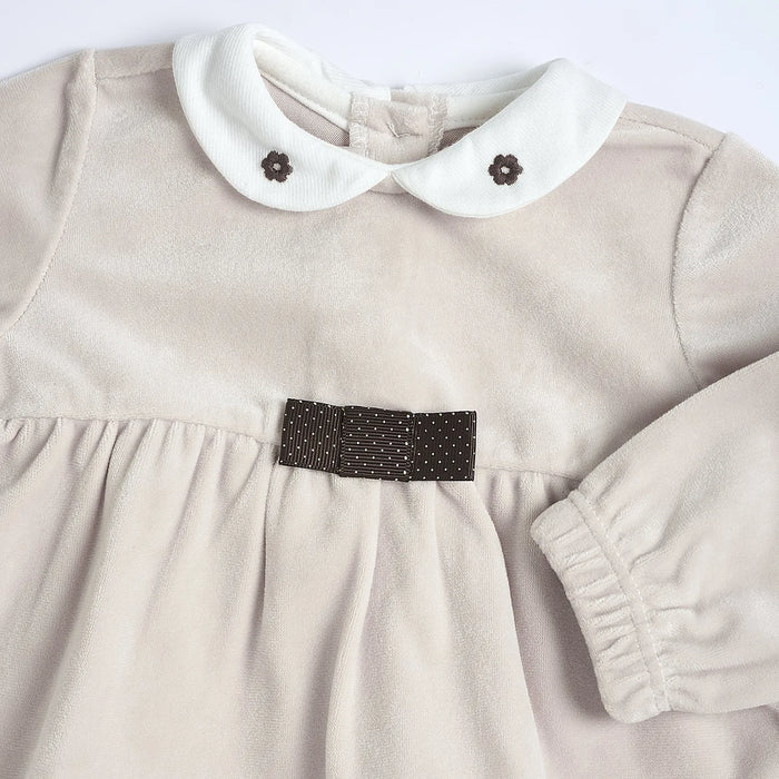Girls Beige & Brown Embellished Sweatshirt with Leggings