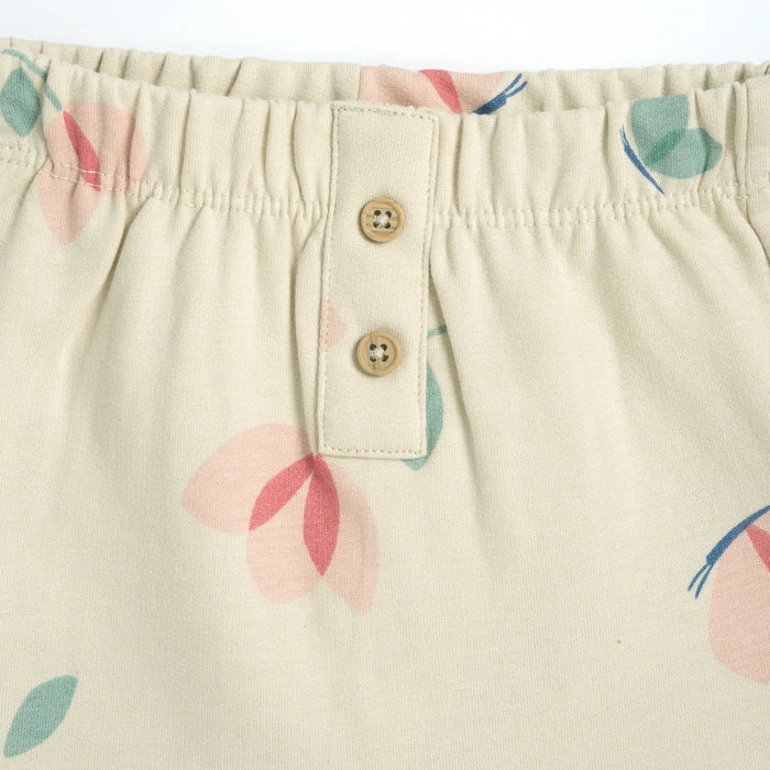 Girls Beige Floral Printed Joggers