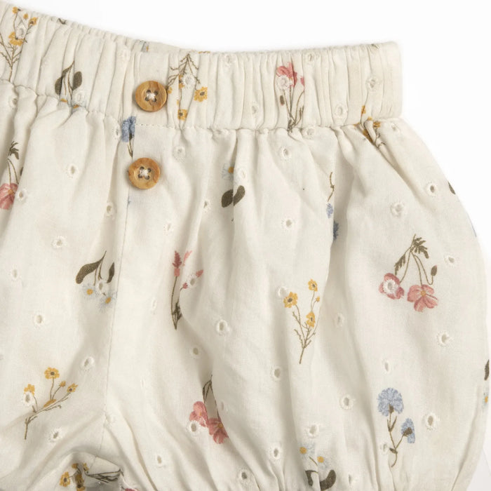 Girls Beige Floral Printed Shorts
