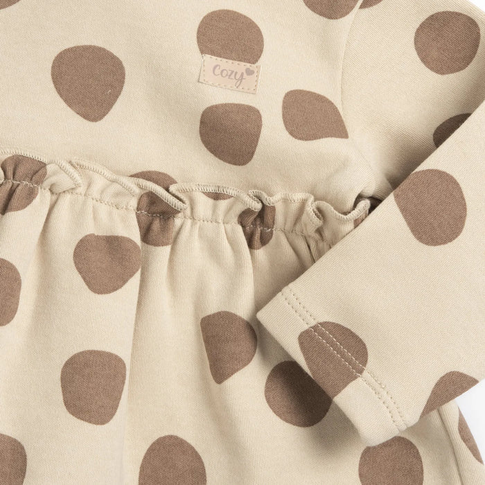 Girls Beige Polka Dot Printed T-shirt with Legging