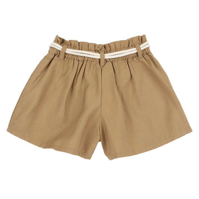 Girls Beige Solid Shorts