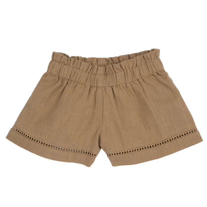 Girls Brown Self Design Shorts