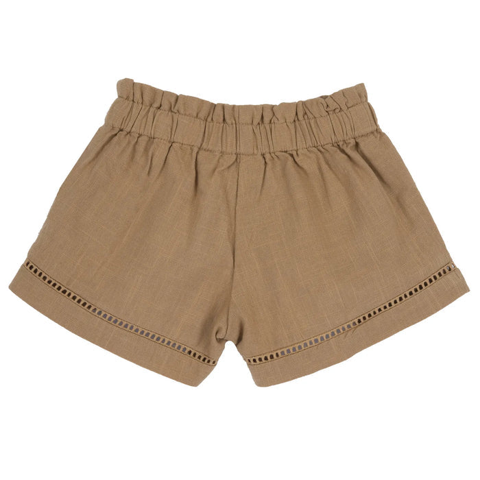 Girls Brown Self Design Shorts
