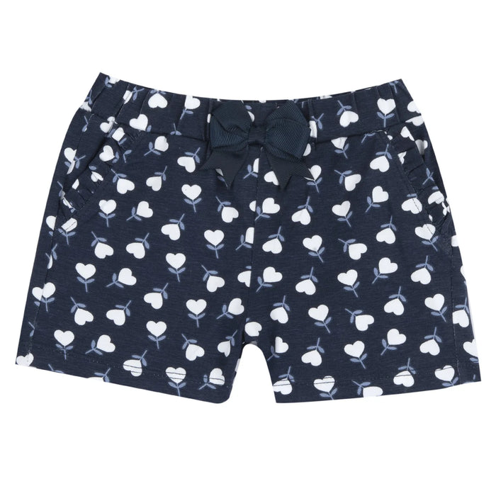 Girls Dark Blue Graphic Printed T-Shirt with Shorts
