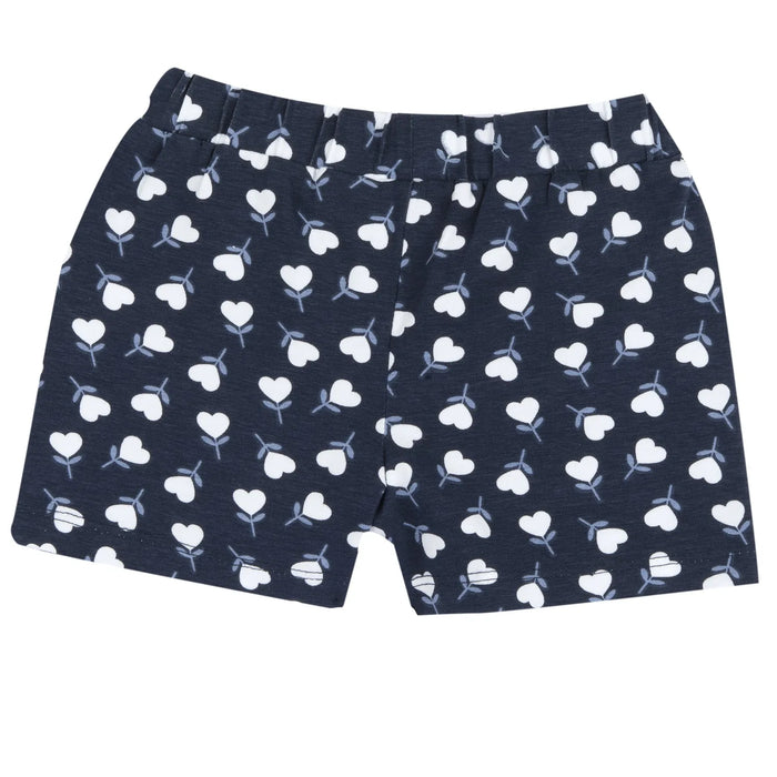 Girls Dark Blue Graphic Printed T-Shirt with Shorts