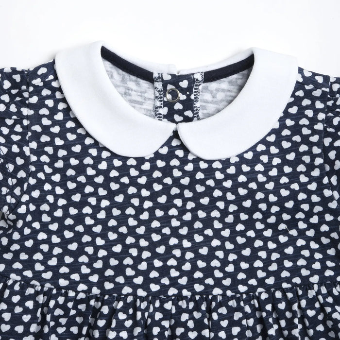 Girls Dark Blue Printed Dress