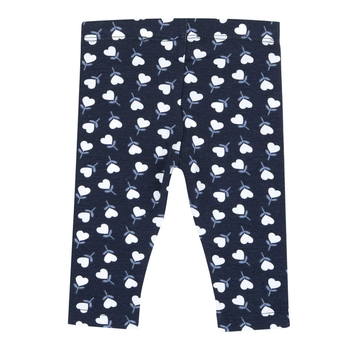 Girls Dark Blue Printed Leggings
