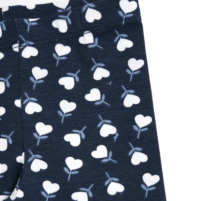 Girls Dark Blue Printed Leggings