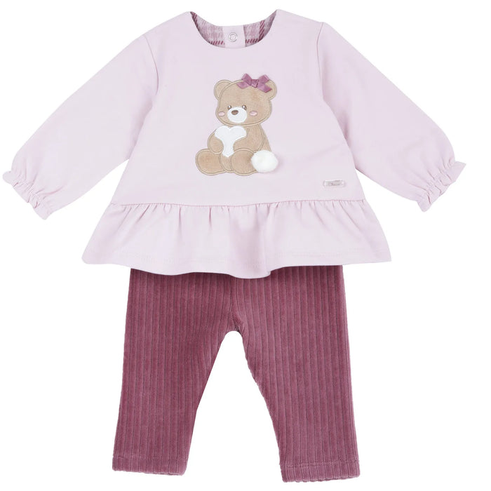 Girls Dark Pink Applique Sweatshirt with Leggings
