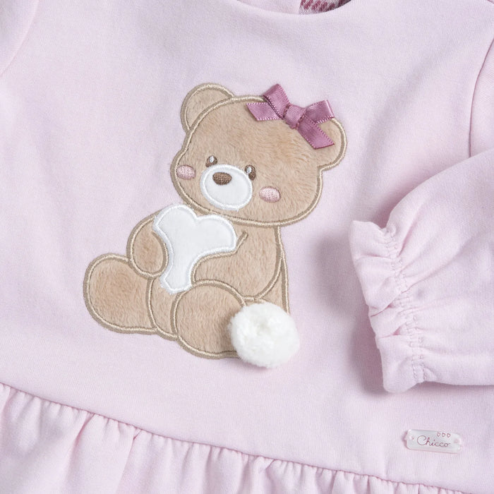 Girls Dark Pink Applique Sweatshirt with Leggings