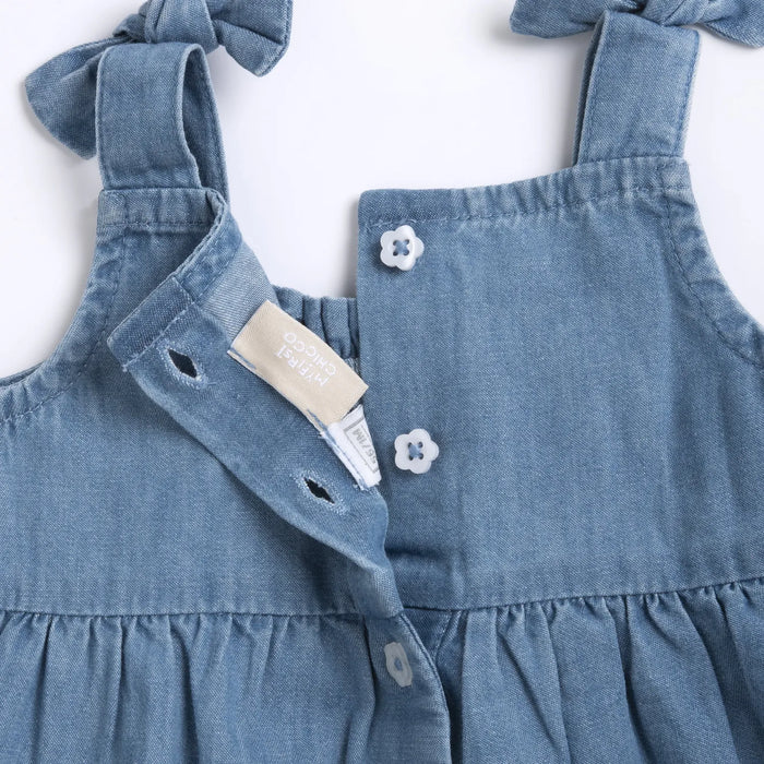 Girls Light Blue Embroidered Romper