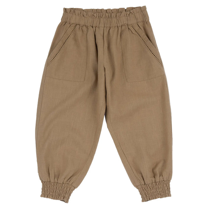 Girls Light Brown Solid Joggers
