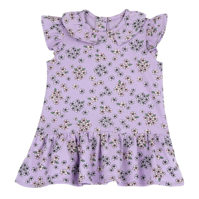 Girls Light Lilac Floral Printed Dress