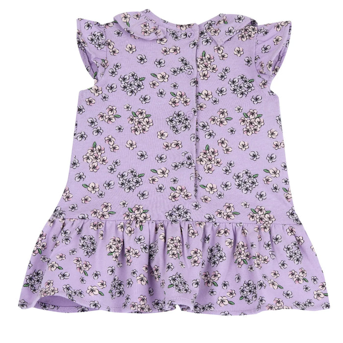 Girls Light Lilac Floral Printed Dress