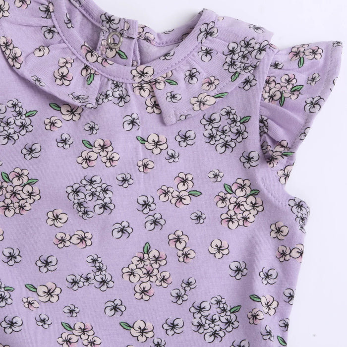 Girls Light Lilac Floral Printed Dress