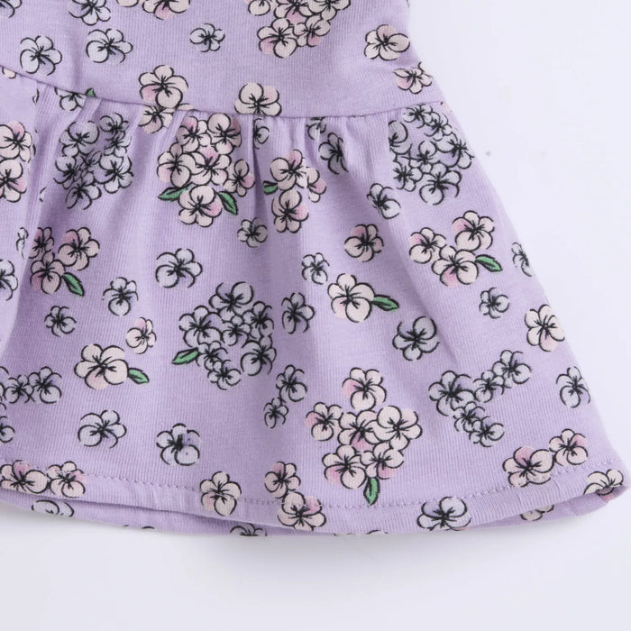 Girls Light Lilac Floral Printed Dress