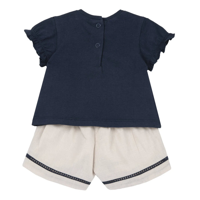 Girls Light Natural Embellished T-Shirt with Shorts
