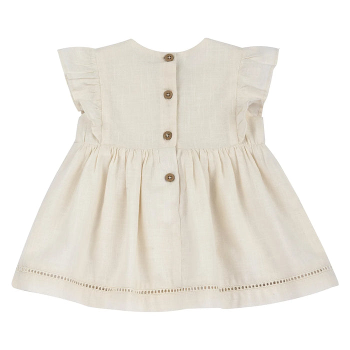 Girls Light Natural Embroidered Dress