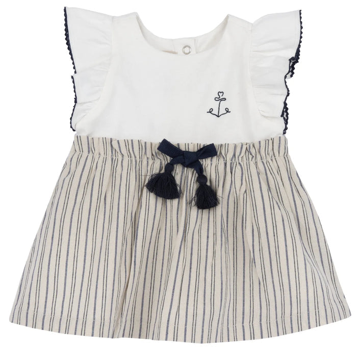 Girls Light Natural Striped Dress