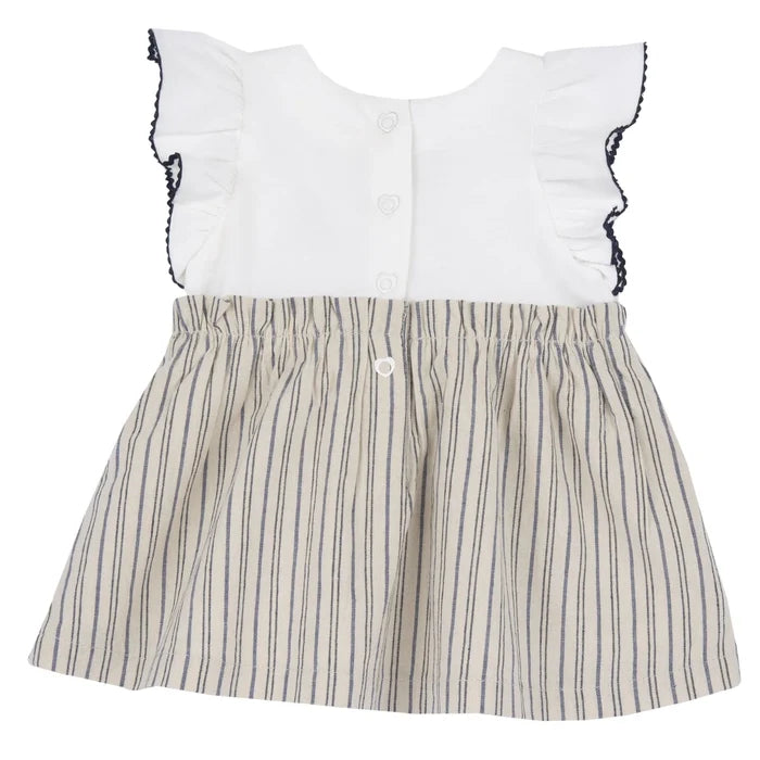 Girls Light Natural Striped Dress