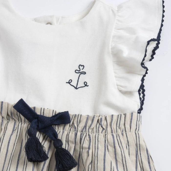 Girls Light Natural Striped Dress