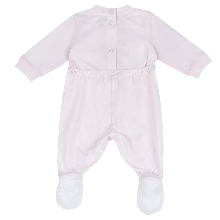 Girls Light Pink Animal Printed Back Opening Babysuit