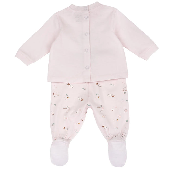 Girls Light Pink Animal Printed Smock with Leggings