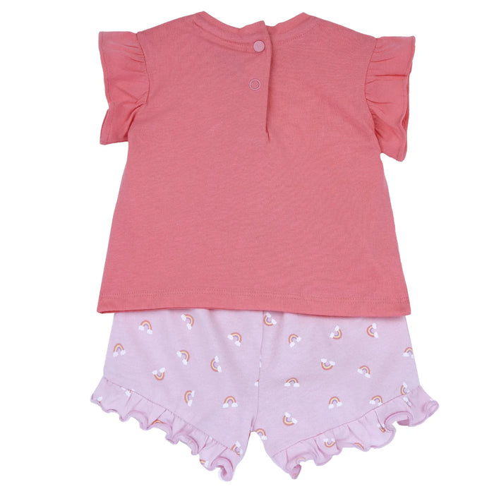Girls Light Pink Animal Printed T-Shirt with Shorts