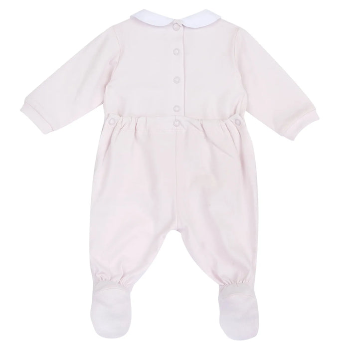 Girls Light Pink Embellished Back Opening Babysuit