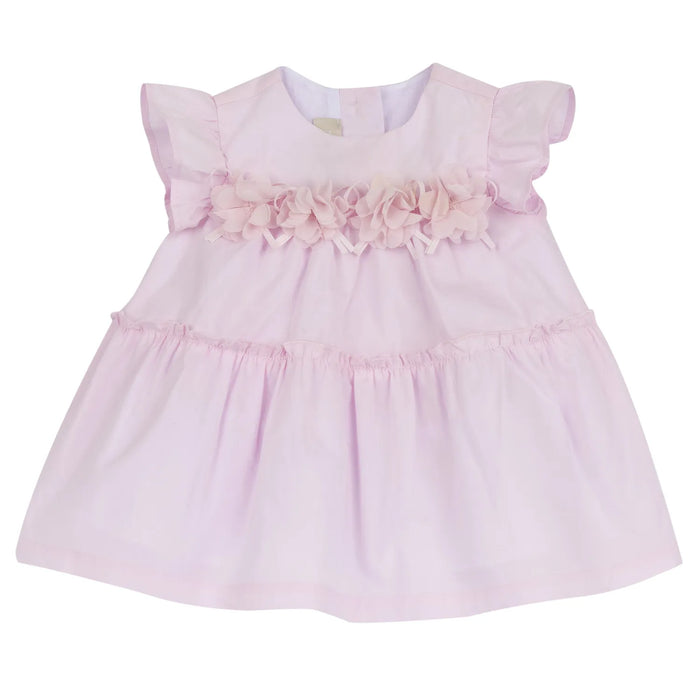 Girls Light Pink Embellished Self Design Dress