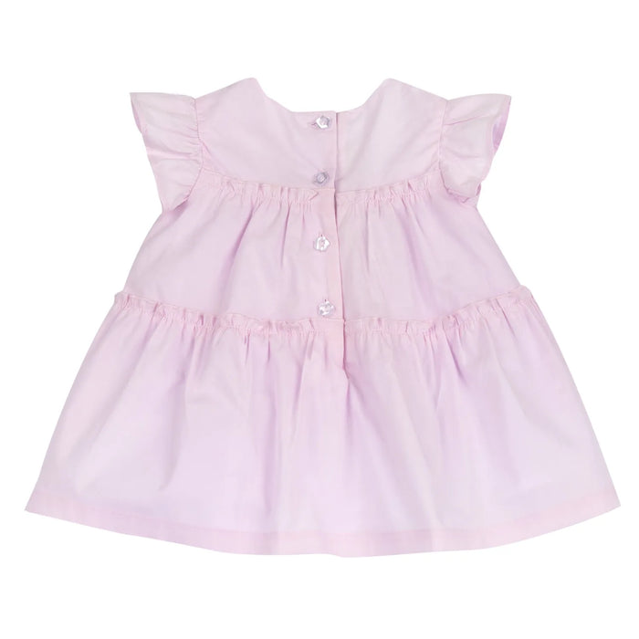 Girls Light Pink Embellished Self Design Dress