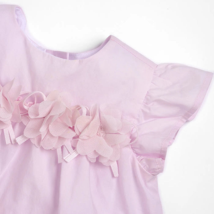 Girls Light Pink Embellished Self Design Dress