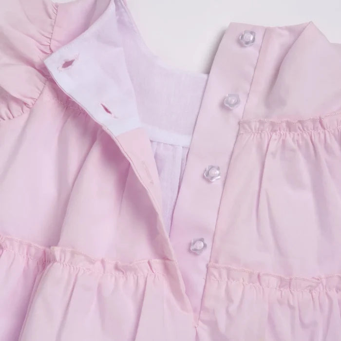 Girls Light Pink Embellished Self Design Dress