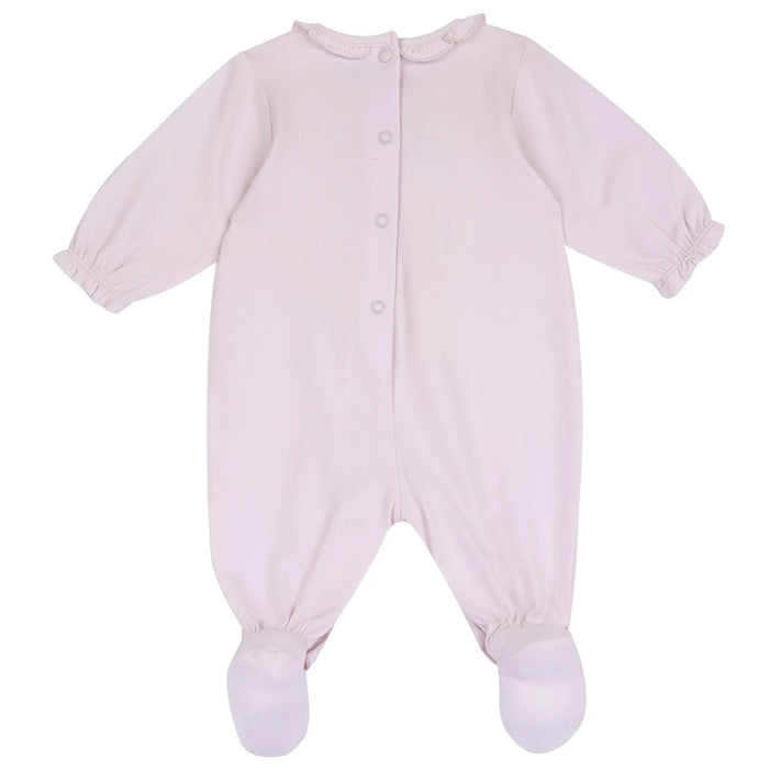 Girls Light Pink Embroidered Back Opening Babysuit