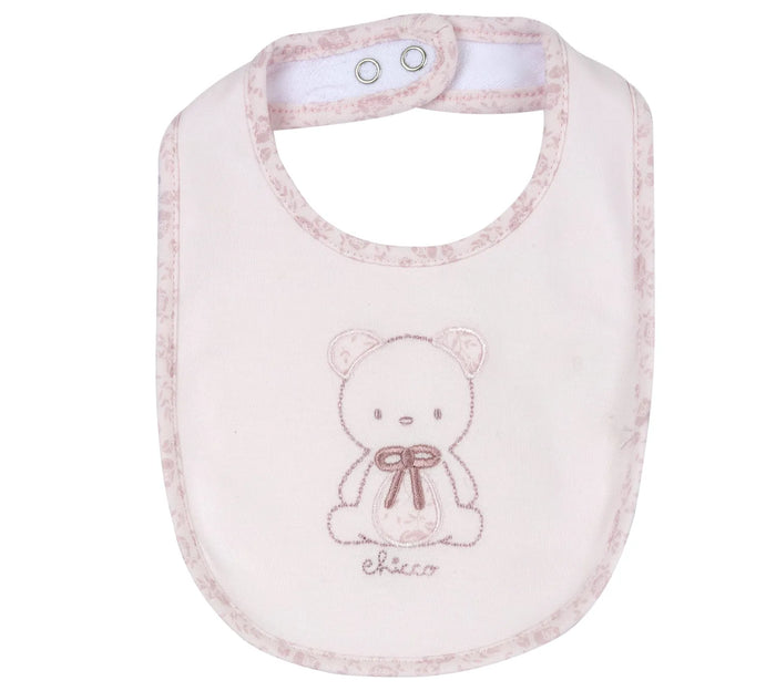 Girls Light Pink Embroidered Bib