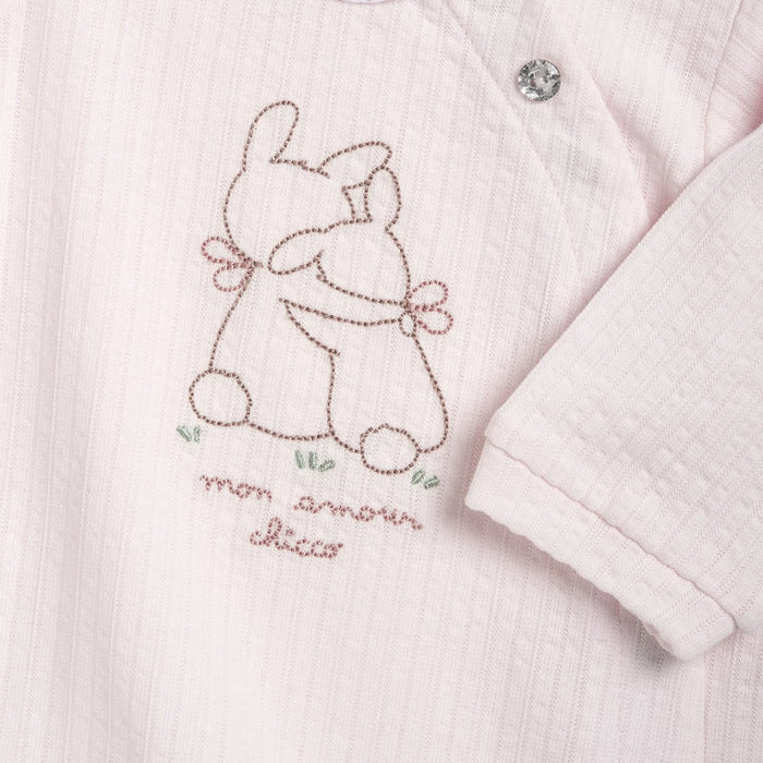 Girls Light Pink Embroidered Front Opening Babysuit