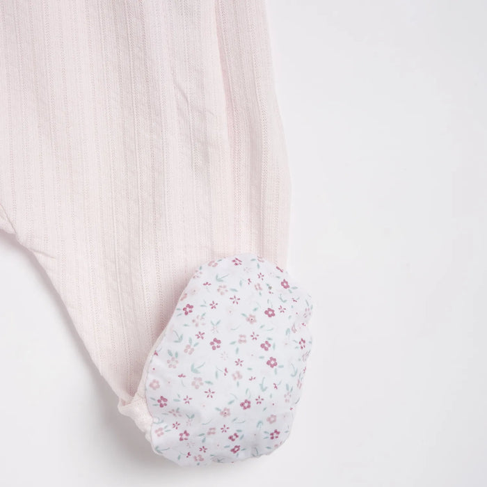 Girls Light Pink Embroidered Front Opening Babysuit