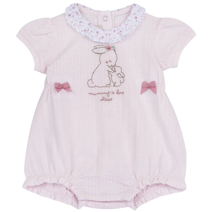 Girls Light Pink Embroidered Romper
