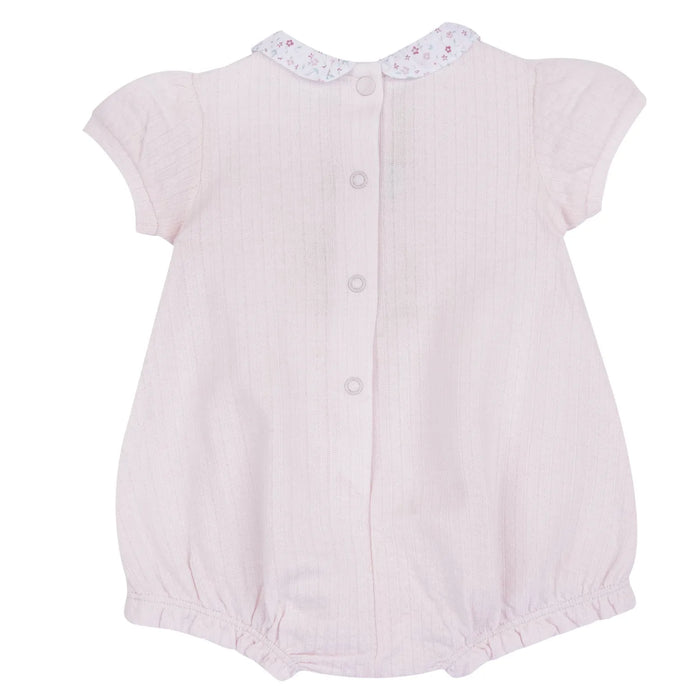Girls Light Pink Embroidered Romper