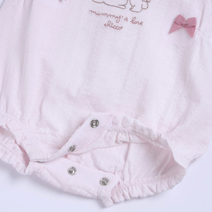Girls Light Pink Embroidered Romper