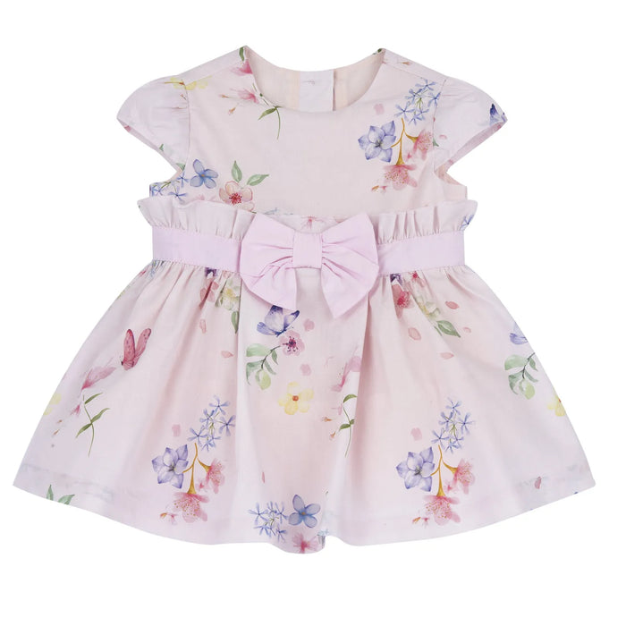 Girls Light Pink Floral Embellished Dress
