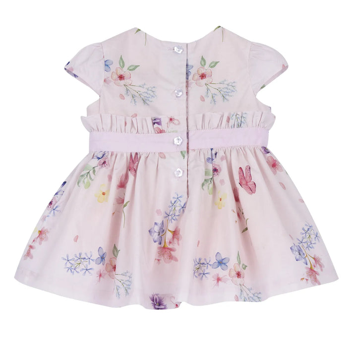Girls Light Pink Floral Embellished Dress