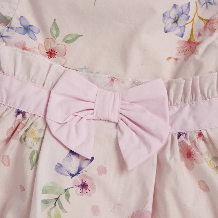 Girls Light Pink Floral Embellished Dress
