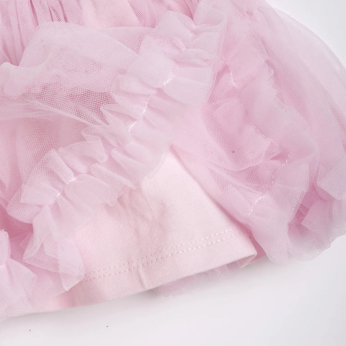 Girls Light Pink Self Design Skirt