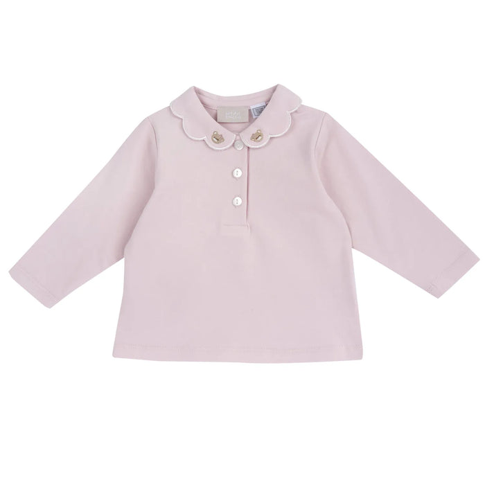 Girls Light Pink Solid Long Sleeve T-shirt