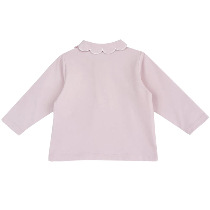 Girls Light Pink Solid Long Sleeve T-shirt